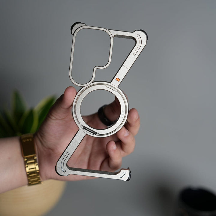 FRATO Samsung S26 Ultra Titanium Silver Galaxy S26 Ultra Z Shape Aluminum Metal Rotating Kickstand Frameless Design