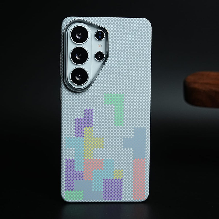FRATO Samsung S26 Ultra White Aramid Design Hard Pc Case for Samsung Galaxy S26 Ultra | Magnetic Ring Cover | Brick Design