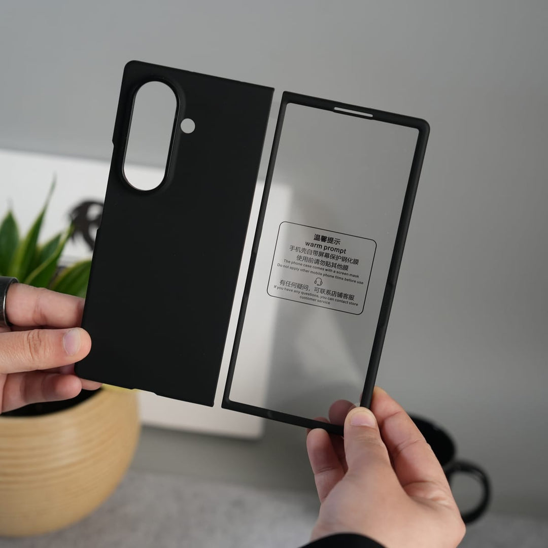 FRATO Samsung Z Fold 7 Glass Black Galaxy Z Fold 7 Matte Slim Protective Case