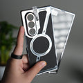 Galaxy Z Fold 7 Z Shape Electroplated Magnetic PU Leather Wireless Charging Case Cover