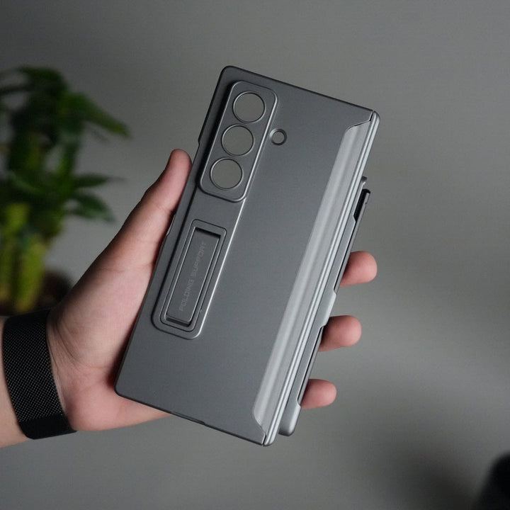 FRATO Samsung Z Fold 7 Glass Galaxy Z Fold 7 Case with S Pen Holder & Kickstand | Front + Back Protection Cover