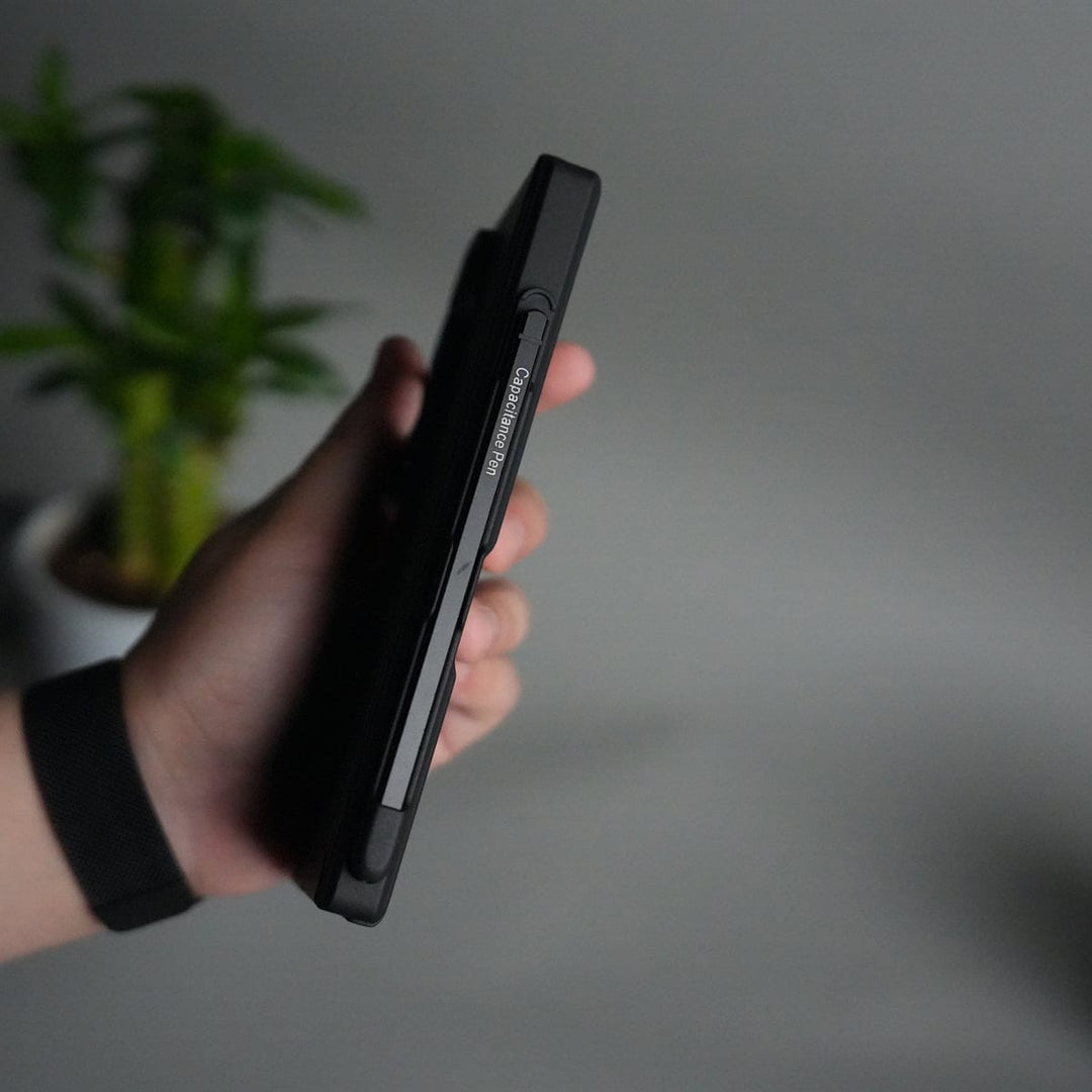 FRATO Samsung Z Fold 7 Glass Galaxy Z Fold 7 Case with S Pen Holder & Kickstand | Front + Back Protection Cover