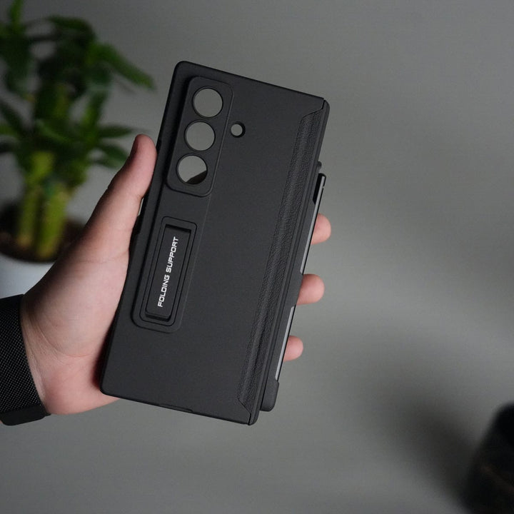 FRATO Samsung Z Fold 7 Glass Galaxy Z Fold 7 Case with S Pen Holder & Kickstand | Front + Back Protection Cover