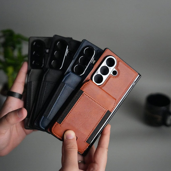 FRATO Samsung Z Fold 7 Glass Galaxy Z Fold 7 Magnetic PU Leather Flip Kickstand Credit Wallet Card Holder Slots Covers