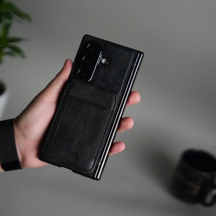 FRATO Samsung Z Fold 7 Glass Galaxy Z Fold 7 Magnetic PU Leather Flip Kickstand Credit Wallet Card Holder Slots Covers