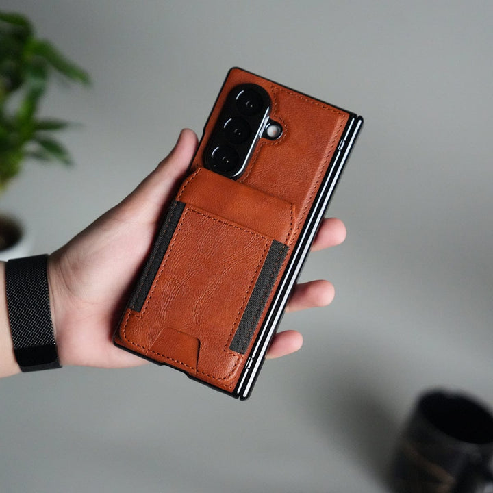 FRATO Samsung Z Fold 7 Glass Galaxy Z Fold 7 Magnetic PU Leather Flip Kickstand Credit Wallet Card Holder Slots Covers