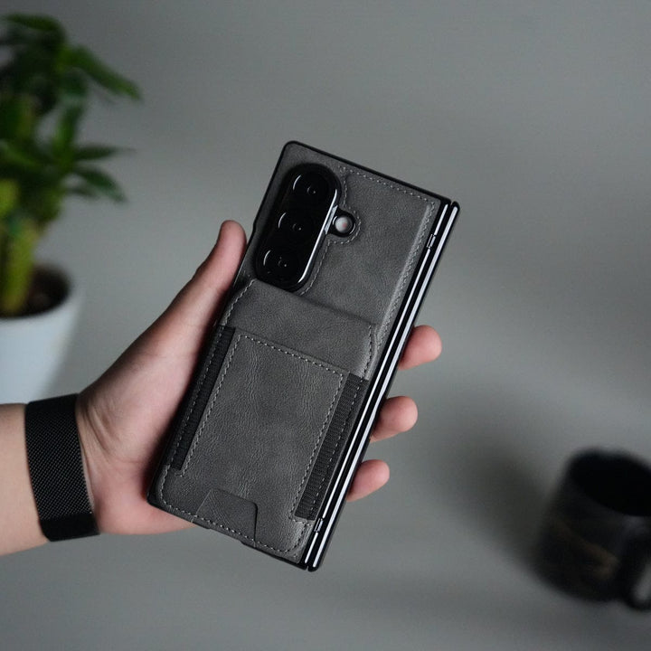FRATO Samsung Z Fold 7 Glass Galaxy Z Fold 7 Magnetic PU Leather Flip Kickstand Credit Wallet Card Holder Slots Covers