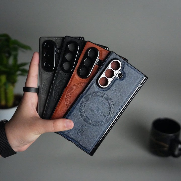FRATO Samsung Z Fold 7 Glass Galaxy Z Fold 7 Magnetic PU Leather Flip Kickstand Credit Wallet Card Holder Slots Covers