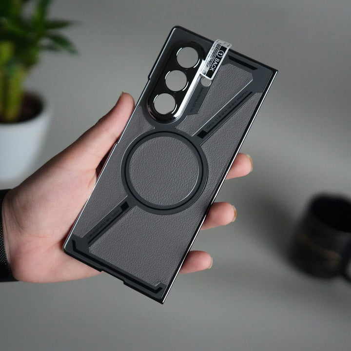 FRATO Samsung Z Fold 7 Glass Galaxy Z Fold 7 Z Shape Electroplated Magnetic PU Leather Wireless Charging Case Cover