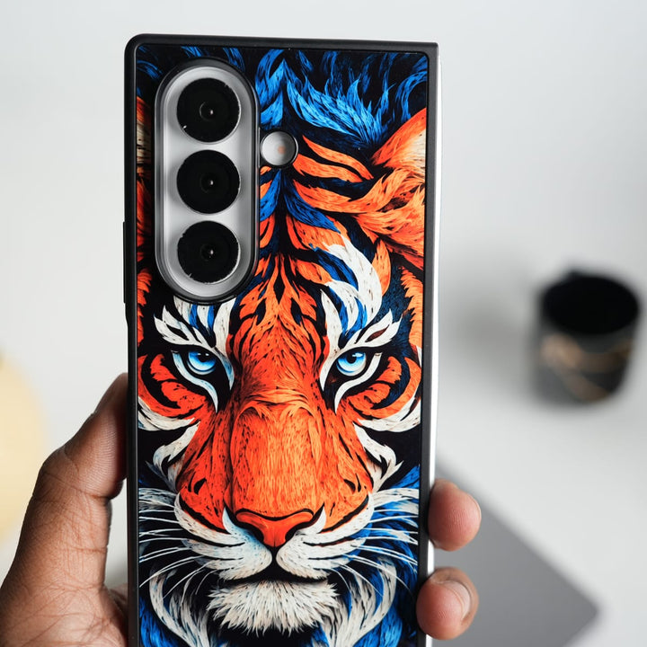 FRATO Samsung Z Fold 7 Glass Galaxy Z Fold Series Tiger Face Chrome Armor Case