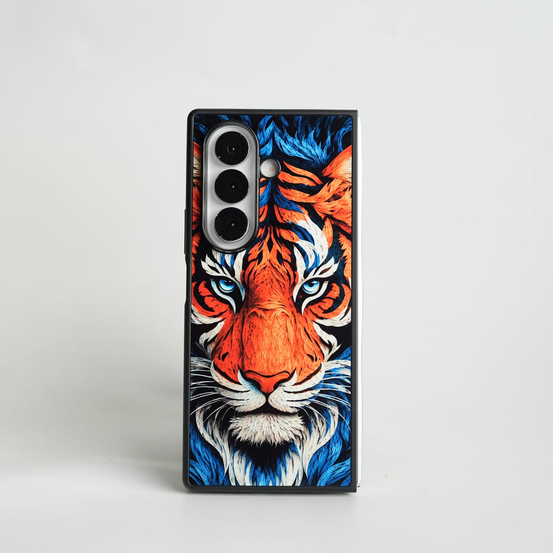 FRATO Samsung Z Fold 7 Glass Galaxy Z Fold Series Tiger Face Chrome Armor Case
