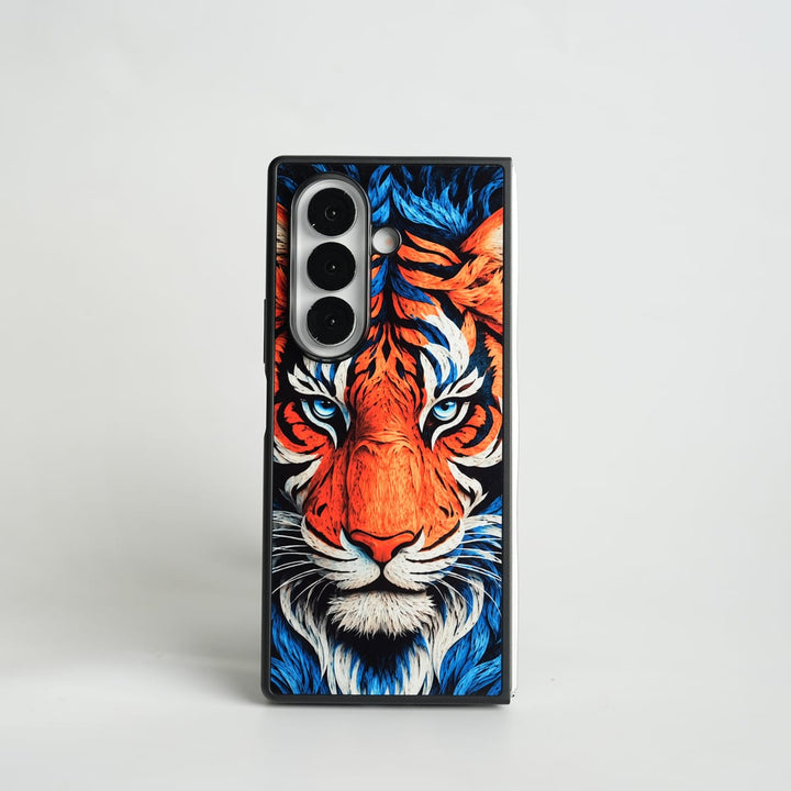 FRATO Samsung Z Fold 7 Glass Galaxy Z Fold Series Tiger Face Chrome Armor Case