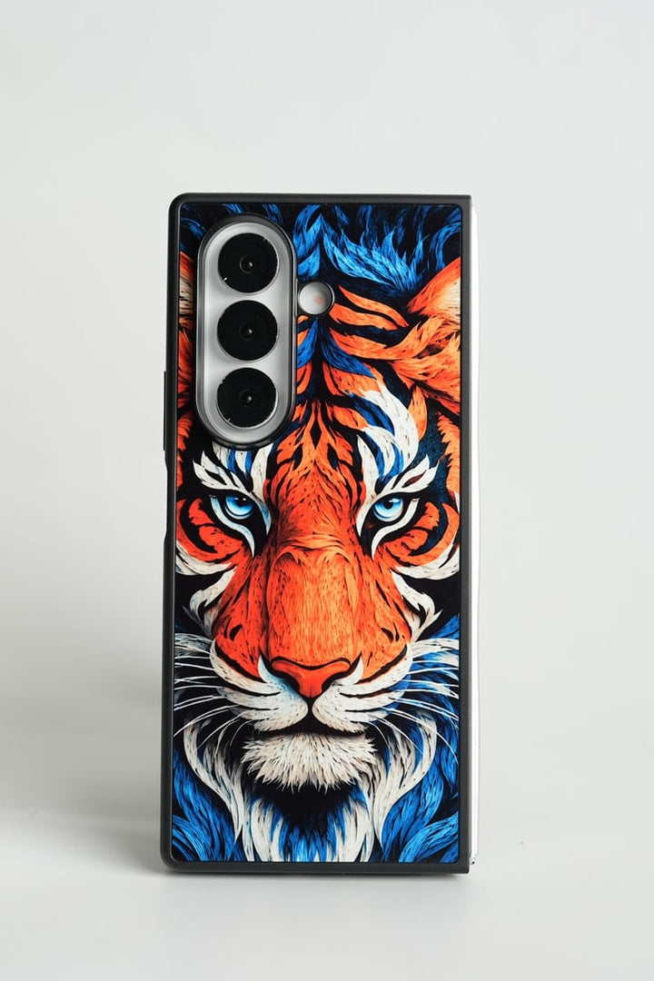 FRATO Samsung Z Fold 7 Glass Galaxy Z Fold Series Tiger Face Chrome Armor Case