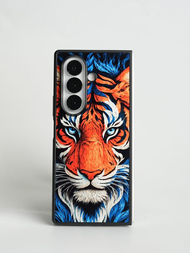 FRATO Samsung Z Fold 7 Glass Galaxy Z Fold Series Tiger Face Chrome Armor Case
