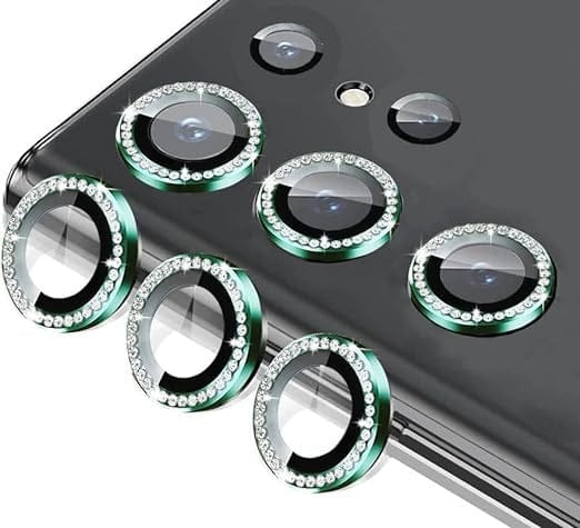 FRATO Tempered Glass Dark Green Samsung Galaxy S23 Ultra Glitter Diamond Camera Lens Kit