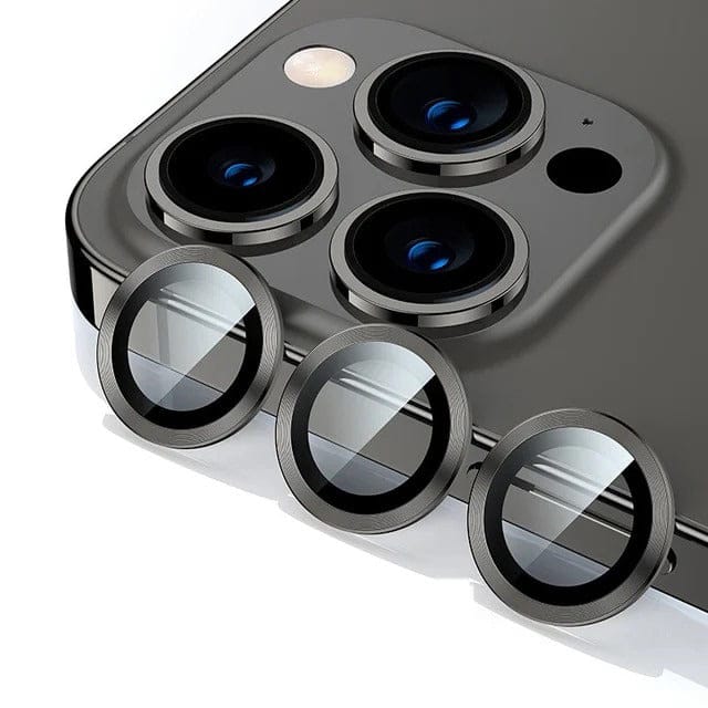 FRATO Tempered Glass iPhone 15 Pro Max ( Black ) iPhone Camera Lens Kit Protector