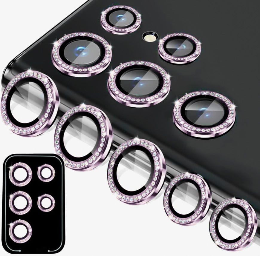 FRATO Tempered Glass Lavender Samsung Galaxy S23 Ultra Glitter Diamond Camera Lens Kit