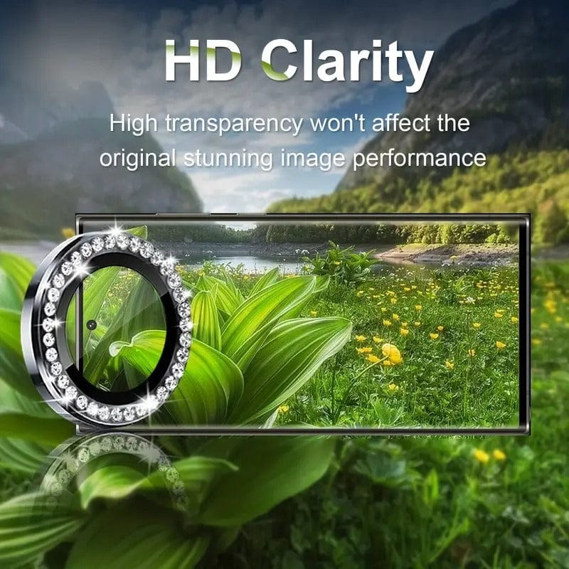 FRATO Tempered Glass Samsung Galaxy S23 Ultra Glitter Diamond Camera Lens Kit