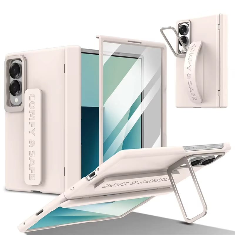 FRATO Z Fold 8 Series Apricot Hinge Protection Case for Samsung Galaxy Z Fold 8 | S Pen Holder &amp; Metal Stand Cover