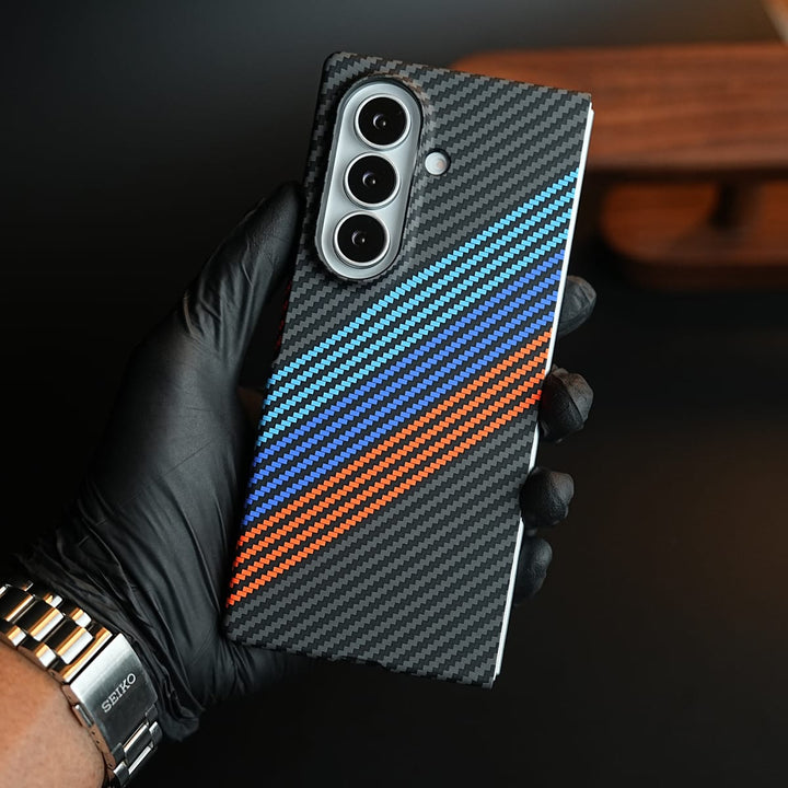 FRATO Z Fold 8 Series Aramid Design Hard Pc Case for Samsung Galaxy Z Fold 8 Ultra | MagSafe Cover | BlueOrangeLine