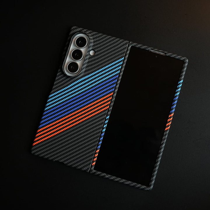 FRATO Z Fold 8 Series Aramid Design Hard Pc Case for Samsung Galaxy Z Fold 8 Ultra | MagSafe Cover | BlueOrangeLine