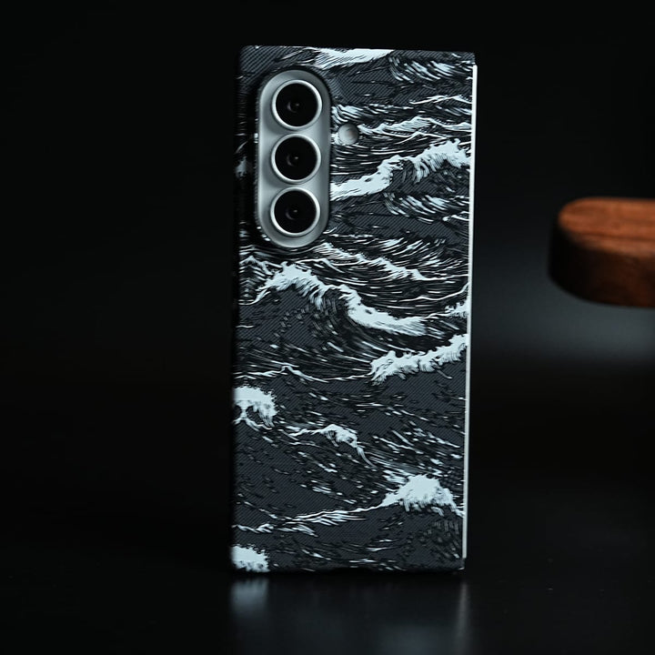 FRATO Z Fold 8 Series Black Artistic Wave Print Case for Galaxy Z Fold 8 Ultra | MagSafe Slim Case