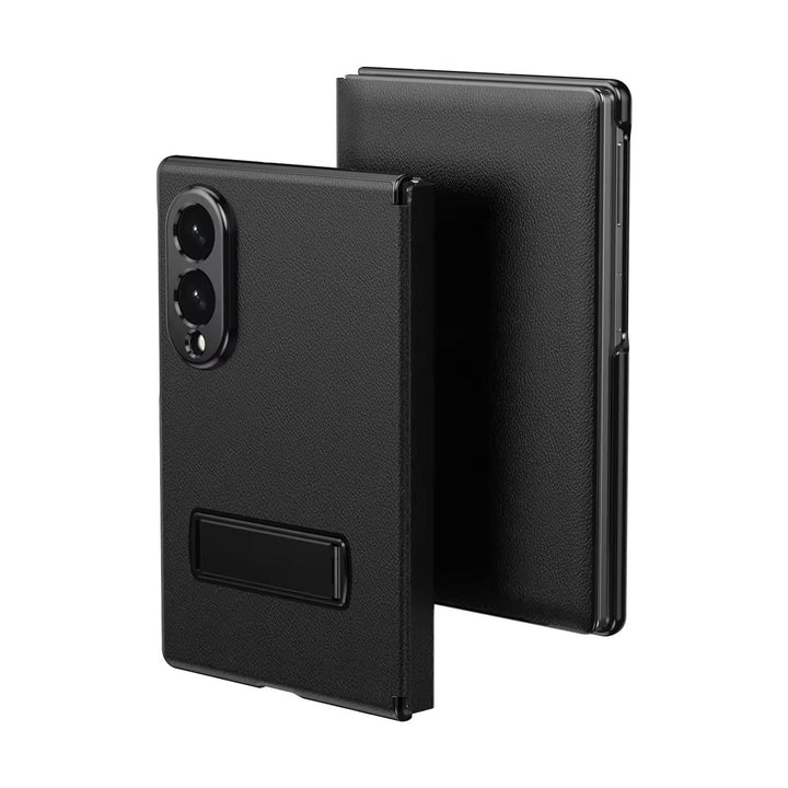 FRATO Z Fold 8 Series Black Flip Cover with Metal Kickstand for Samsung Galaxy Z Fold 8 | PU Leather Protective Case