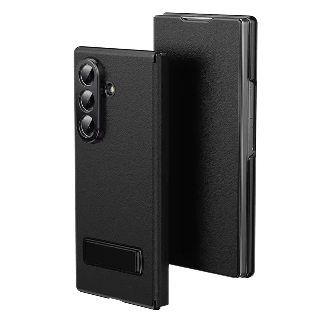 FRATO Z Fold 8 Series Black Flip Cover with Metal Kickstand for Samsung Galaxy Z Fold 8 Ultra | PU Leather Protective Case