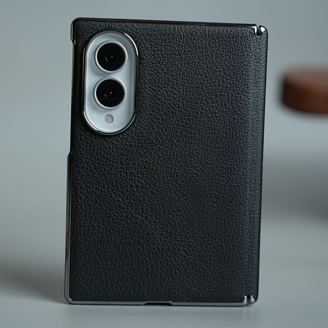 FRATO Z Fold 8 Series Black Premium Leather Texture Hinge Protection Case for Galaxy Z Fold 8 | Front Glass Cover
