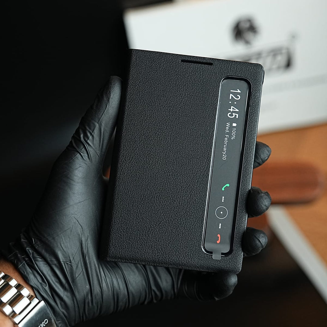 FRATO Z Fold 8 Series Black Smart View Leather Texture Flip Stand Case For Samsung Galaxy Z Fold 8