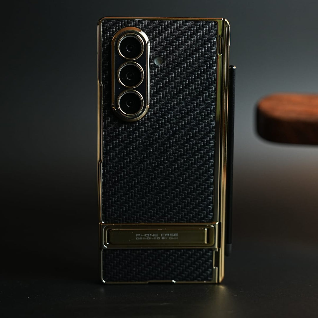 FRATO Z Fold 8 Series Black Texture Case with Metallic Stand for Galaxy Z Fold 8 Ultra | Protective Front Frame