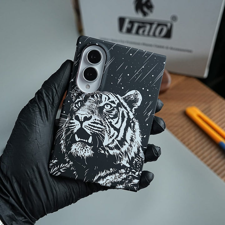FRATO Z Fold 8 Series Black &amp; White Tiger Design Case For Samsung Galaxy Z Fold 8
