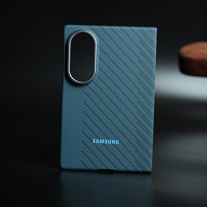 FRATO Z Fold 8 Series Blue Carbon Fiber Texture Case for Samsung Galaxy Z Fold 8 | Magnetic Ring + 2 Ultra HD Tempered Glass