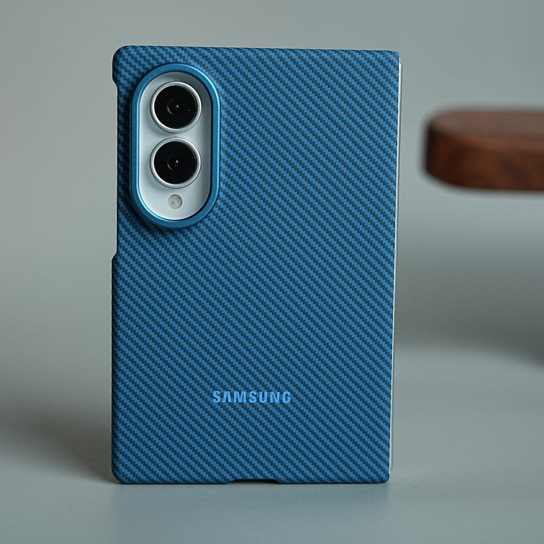 FRATO Z Fold 8 Series Blue Carbon Fiber Texture Magnetic Case for Galaxy Z Fold 8 | With Tempered Glass Screen Protector