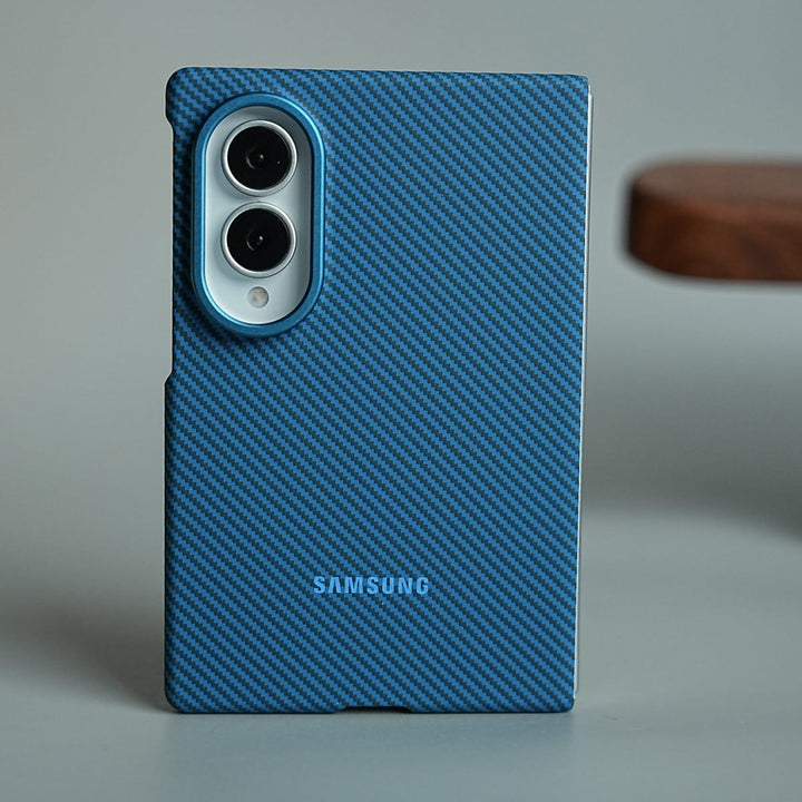 FRATO Z Fold 8 Series Blue Carbon Fiber Texture Magnetic Case for Galaxy Z Fold 8 | With Tempered Glass Screen Protector
