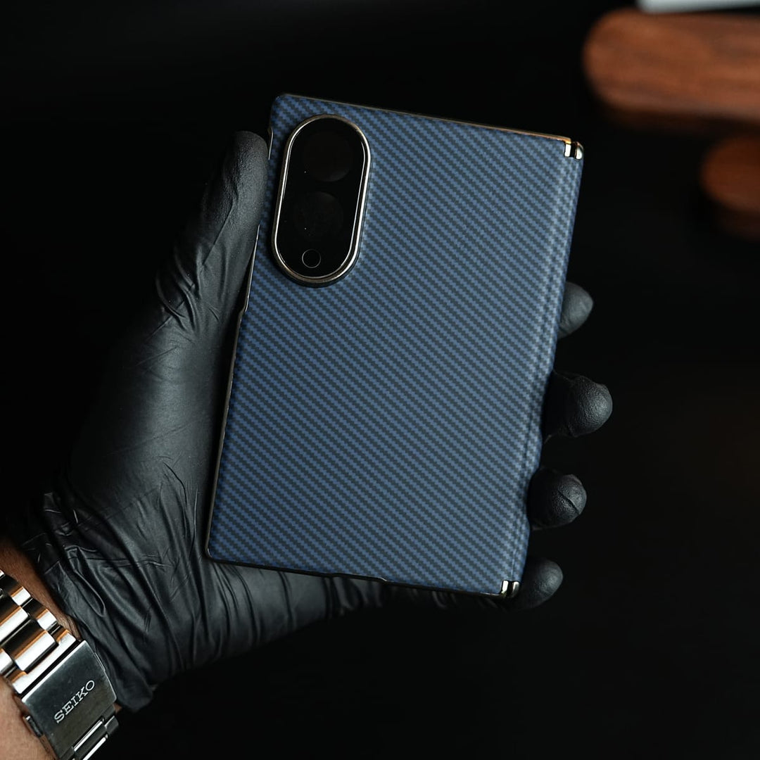 FRATO Z Fold 8 Series Blue Carbon Fiber Texture Slim Case For Samsung Galaxy Z Fold 8 | Hinge Protection
