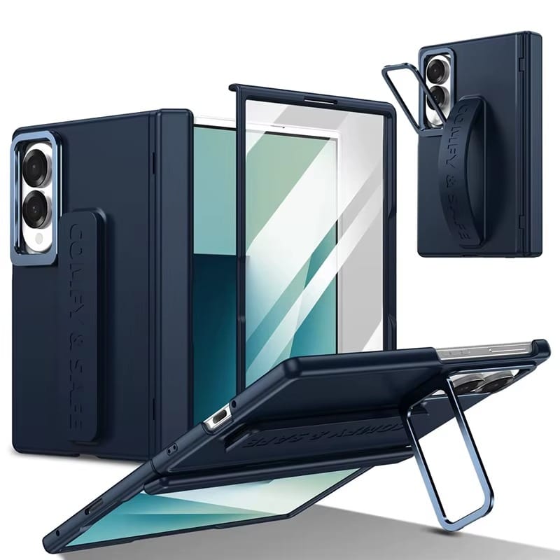 FRATO Z Fold 8 Series Blue Hinge Protection Case for Samsung Galaxy Z Fold 8 | S Pen Holder &amp; Metal Stand Cover