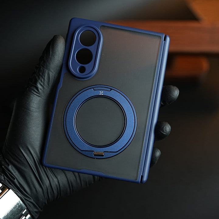 FRATO Z Fold 8 Series Blue Magnetic Frosted Armor Case for Samsung Galaxy Z fold 8 | Rotating Metal Stand