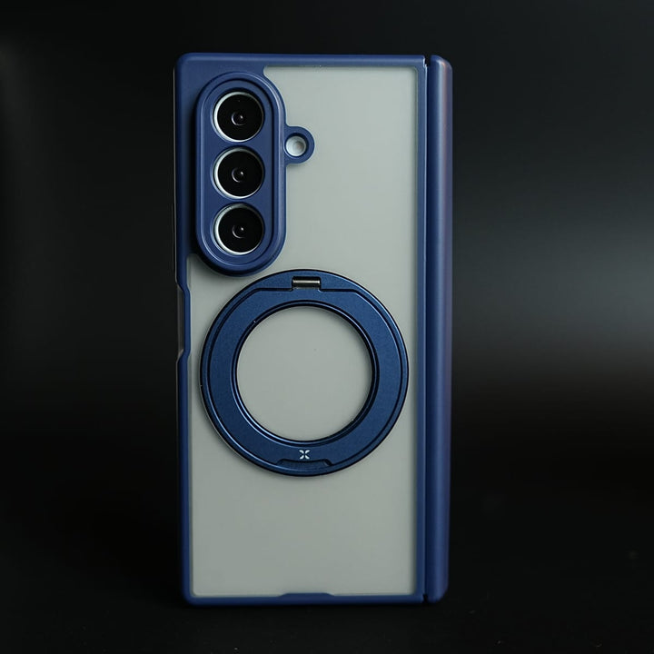 FRATO Z Fold 8 Series Blue Magnetic Frosted Armor Case for Samsung Galaxy Z fold 8 Ultra | Rotating Metal Stand
