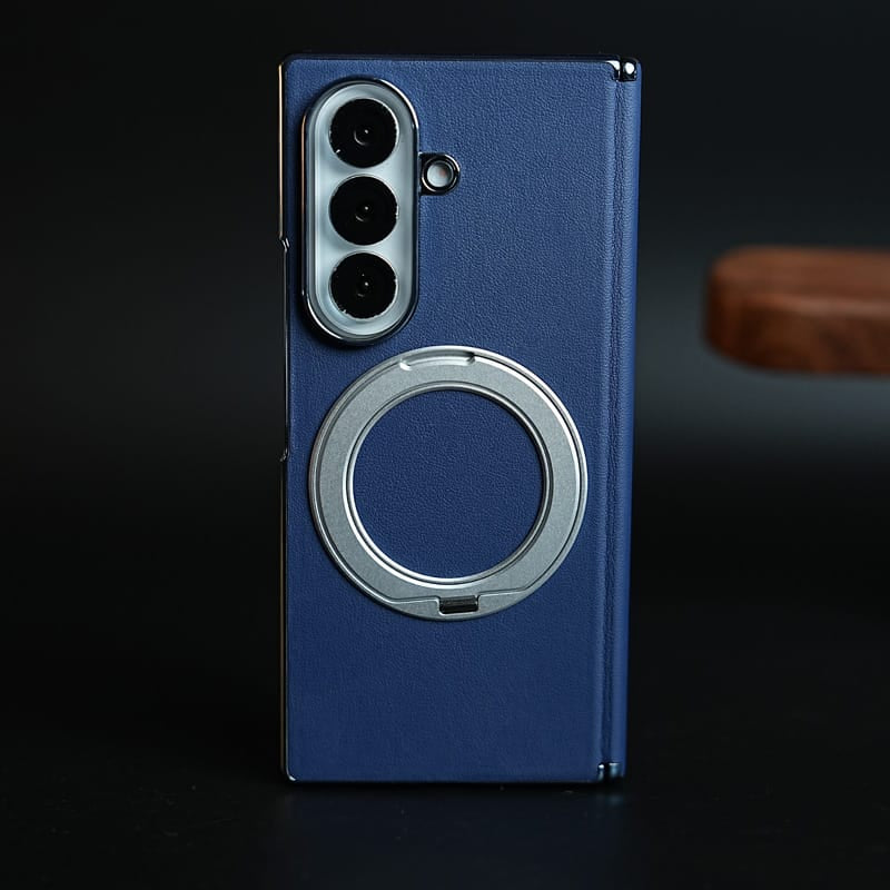 FRATO Z Fold 8 Series Blue Premium Back Case for Samsung Galaxy Z Fold 8 Ultra | Hinge Protection &amp; Rotating Metal Ring Stand