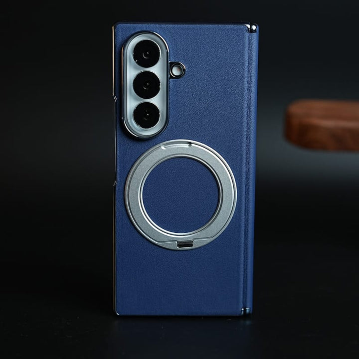 FRATO Z Fold 8 Series Blue Premium Back Case for Samsung Galaxy Z Fold 8 Ultra | Hinge Protection &amp; Rotating Metal Ring Stand