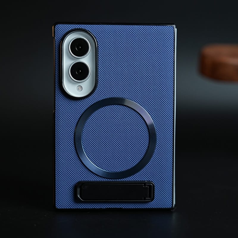 FRATO Z Fold 8 Series Blue Premium Textured MagSafe Compatible Case for Samsung Galaxy Z Fold 8 | Magnetic Ring &amp; Built-In Kickstand