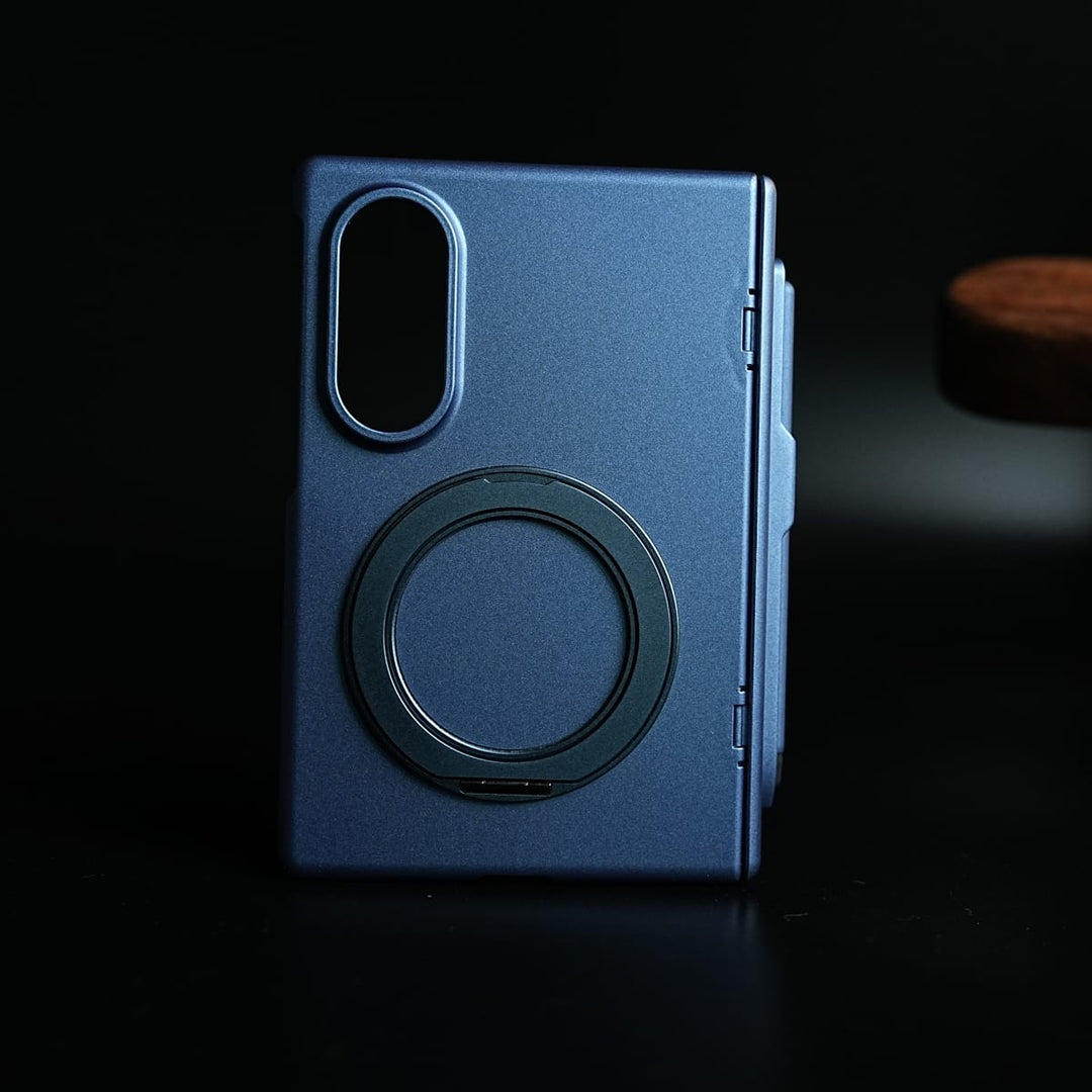 FRATO Z Fold 8 Series Blue S Pen Holder Case for Galaxy Z Fold 8 with Rotating Ring Stand