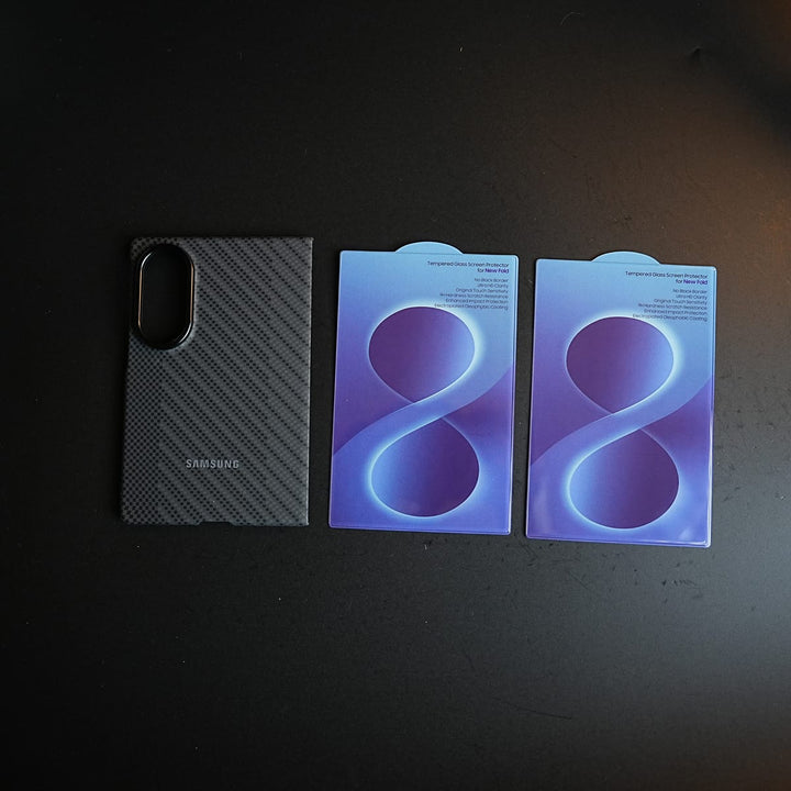 FRATO Z Fold 8 Series Carbon Fiber Texture Case for Samsung Galaxy Z Fold 8 | Magnetic Ring + 2 Ultra HD Tempered Glass