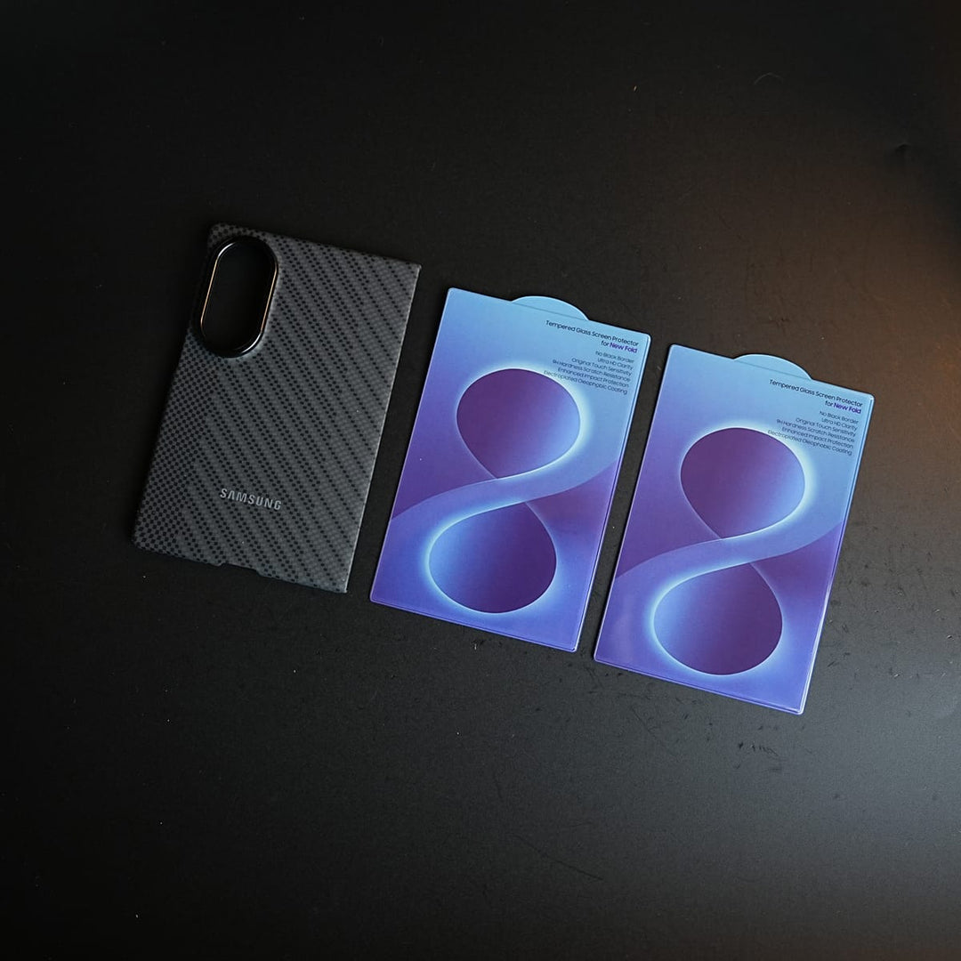 FRATO Z Fold 8 Series Carbon Fiber Texture Case for Samsung Galaxy Z Fold 8 | Magnetic Ring + 2 Ultra HD Tempered Glass