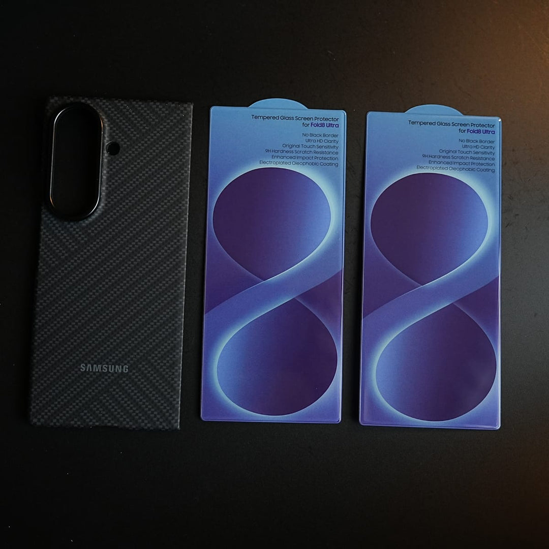 FRATO Z Fold 8 Series Carbon Fiber Texture Case for Samsung Galaxy Z Fold 8 Ultra  | Magnetic Ring + 2 Ultra HD Tempered Glass