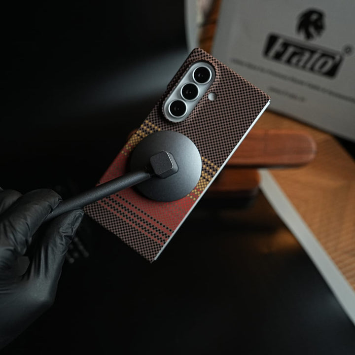 FRATO Z Fold 8 Series Carbon Fiber Texture Design Cover for Galaxy Z Fold 8 Ultra Hard Pc MagSafe | RedOrange