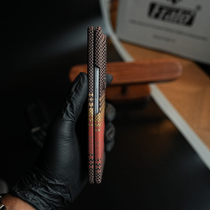 FRATO Z Fold 8 Series Carbon Fiber Texture Design Cover for Galaxy Z Fold 8 Ultra Hard Pc MagSafe | RedOrange