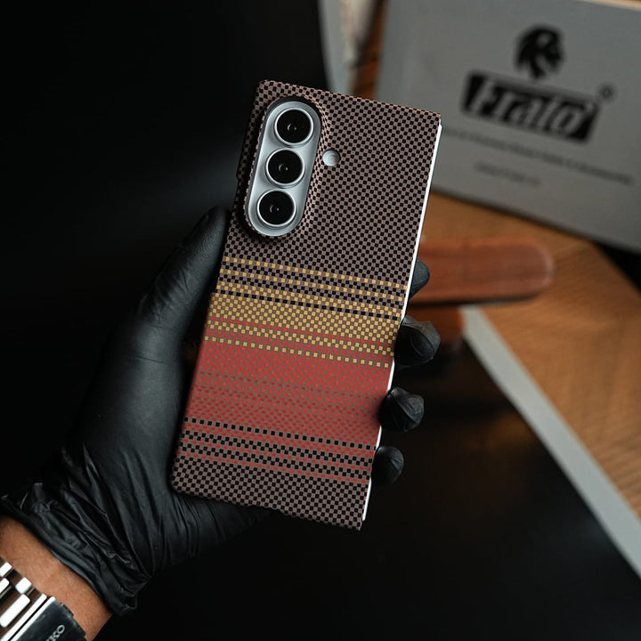 FRATO Z Fold 8 Series Carbon Fiber Texture Design Cover for Galaxy Z Fold 8 Ultra Hard Pc MagSafe | RedOrange