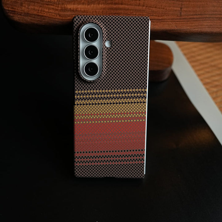FRATO Z Fold 8 Series Carbon Fiber Texture Design Cover for Galaxy Z Fold 8 Ultra Hard Pc MagSafe | RedOrange